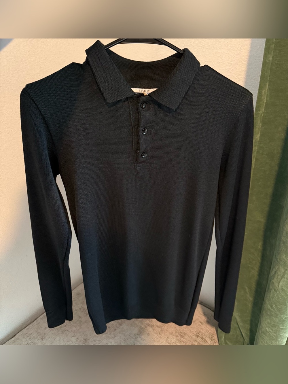 Crew outfitters Men's navy blue Long-Sleeve Polo Knit flight attendant xsmall
